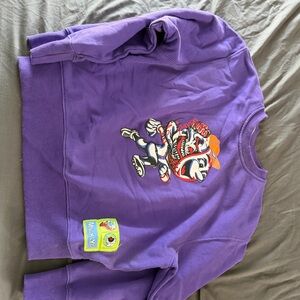 Mishka - Purple Crewneck - Baseball Guy Graphic - Fits Like Medium